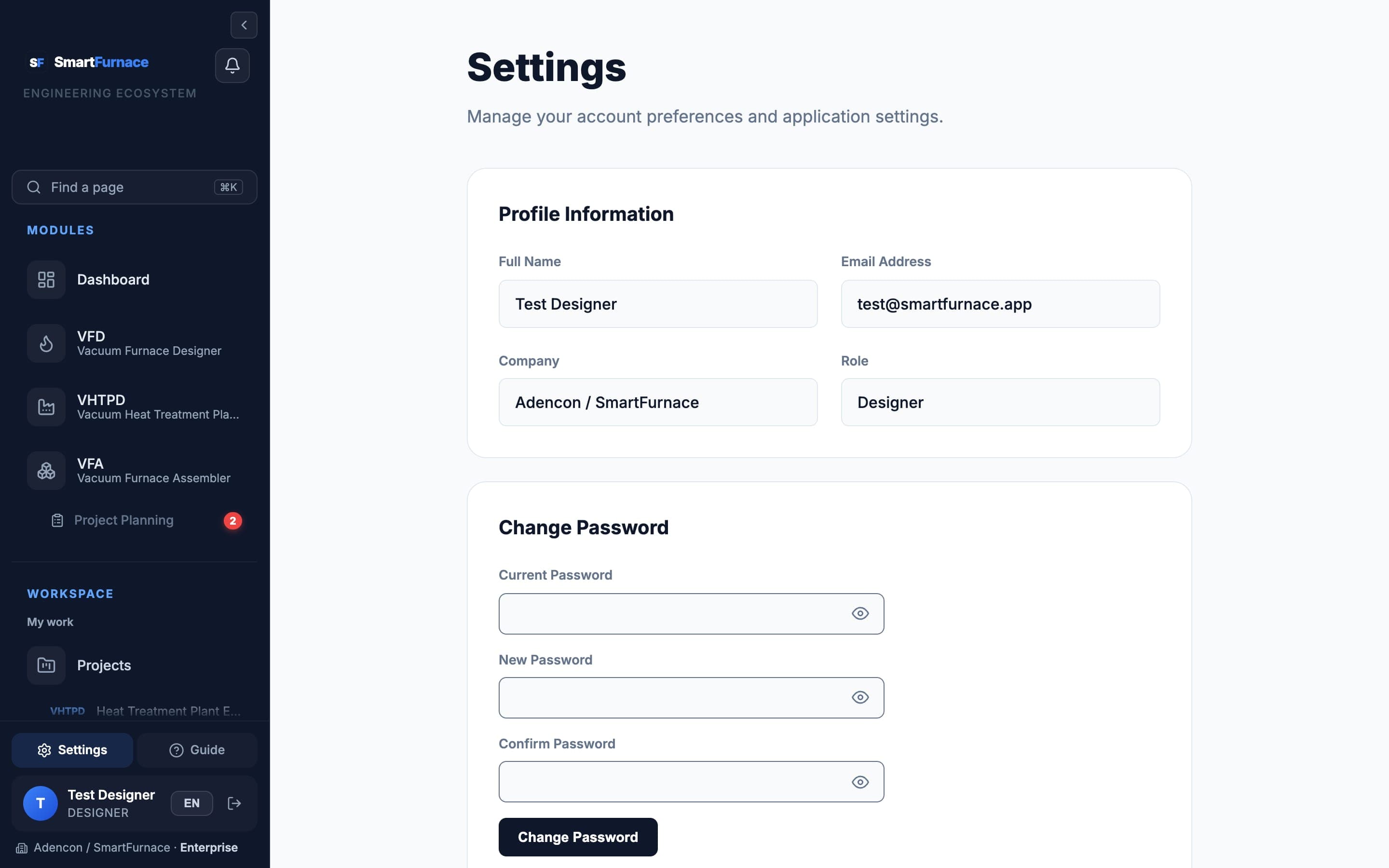 Account settings